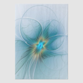 Papel De Seda Little Beauty Modern Blue Gold Fractal Art Flower