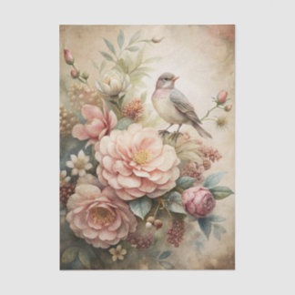 Papel De Seda Little Bird Perched on Pretty Floral Bouquet