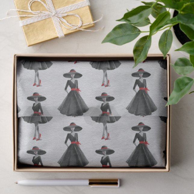 Papel De Seda Little Black Dress Society Charcoal Fashion (Regalo )