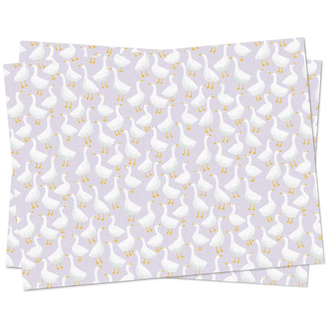 Papel De Seda Little Goose Geese Lilac Purple (Goose pattern geese pastel lilac purple tissue paper)