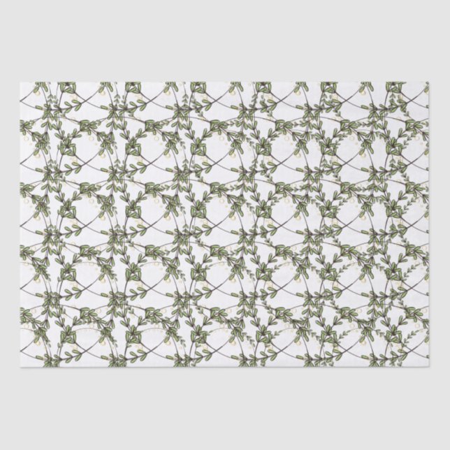 Papel De Seda Little Leaves Garden Weeds Circle Wreath Pattern (Anverso)