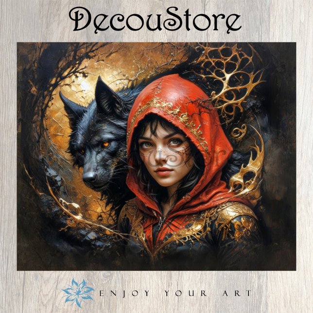 Papel De Seda Little Red Riding Hood with the Wolf Decoupage (Subido por el creador)