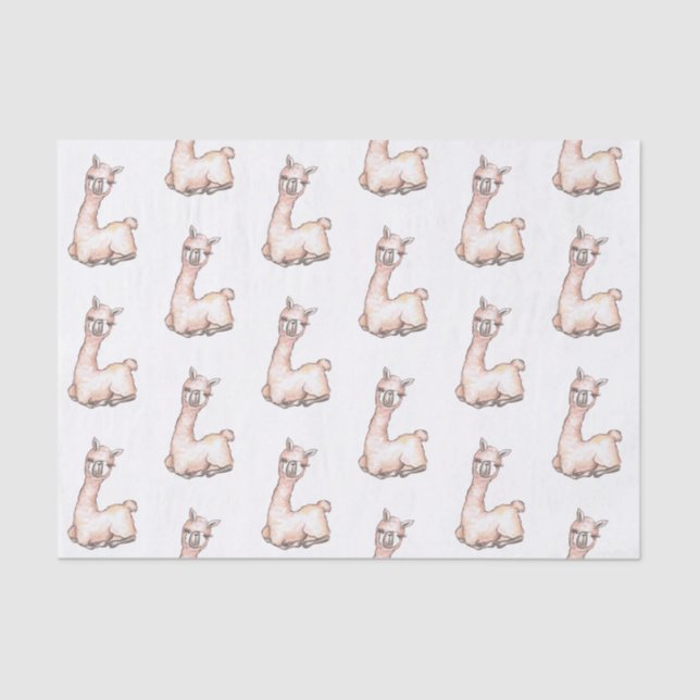 Papel De Seda Llama a acuarela tema Baby Shower (Anverso)