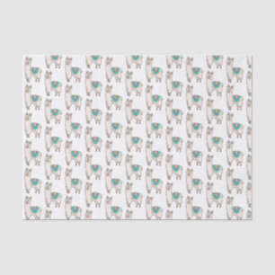 Papel De Seda llama alpaca de dibujos animados sonriendo feliz d