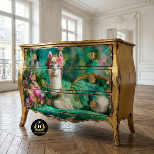 Papel De Seda Llama Caprichosa con Tutú Verde Decoupage