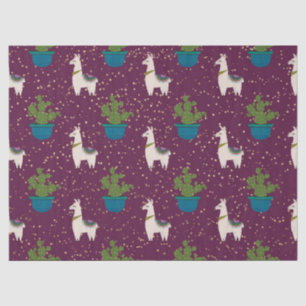 Papel De Seda Llama, Catcus y Stars en deshielo púrpura