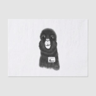 Papel De Seda Llama dibujada mano linda divertida en blanco y