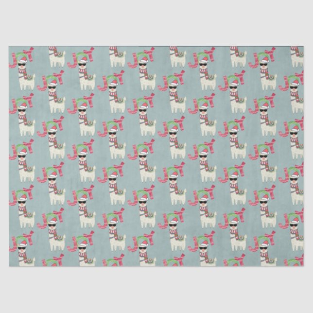 Papel De Seda Llama usando un Sombrero de Santa y una alegría de (Anverso)