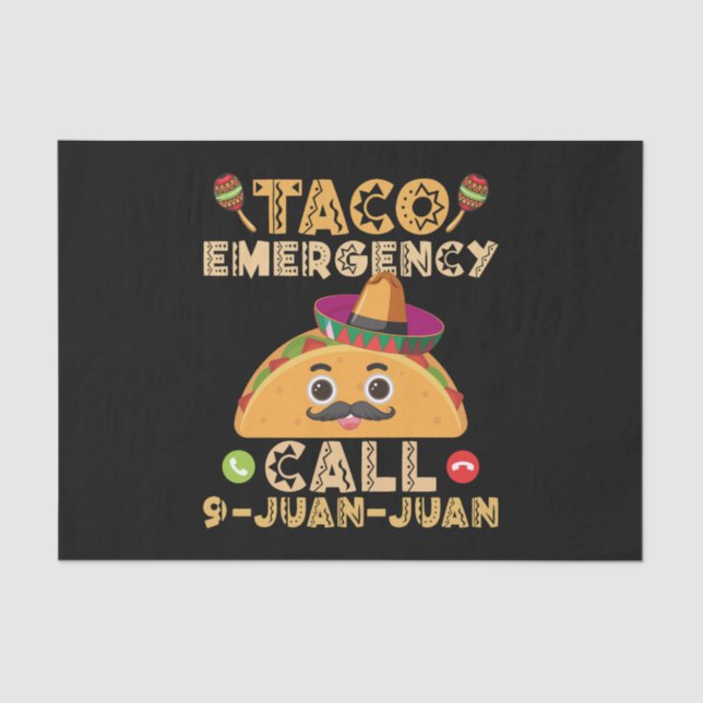Papel De Seda Llamada de emergencia de taco divertida Cinco de M (Anverso)