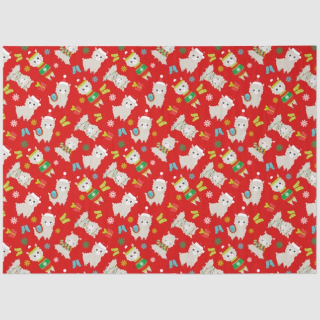 Papel De Seda Llamas festivas navidades en rojo (Anverso)