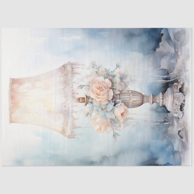 Papel De Seda Llanto retro de durazno verde pastel (Anverso)