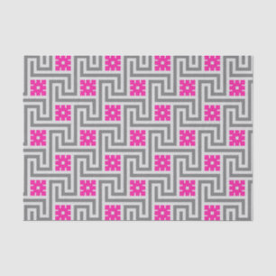 Papel De Seda Llave griega decorativa, rosa gris/gris y fucsia