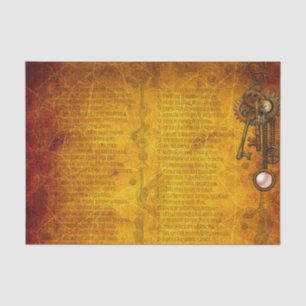 Papel De Seda Llaves de Engranajes Steampunk Industrial Antiguo 