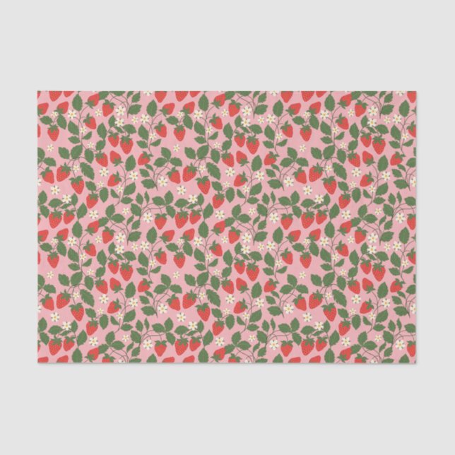 Papel De Seda Lluvia de Boda Vintage de Verano Rosa Fresa Boho (Anverso)