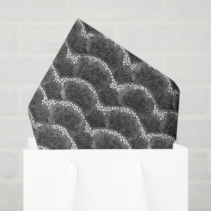 Papel De Seda Lluvia de Novia Floral Blanco y Negro