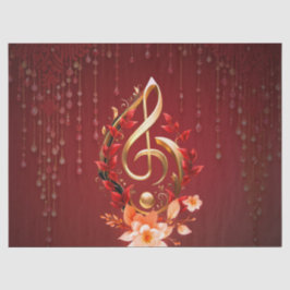 Papel De Seda Lluvia de oro con hojas rojas.