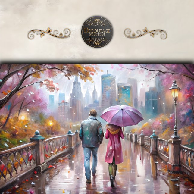 Papel De Seda Lluvia en la Ciudad de Pastel Paseo Decoupage (Pastel City Rain Walk Decoupage Tissue Paper
)