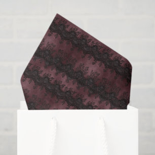 Papel De Seda Lluvia Nupcial de Encaje Falso Burgundy Negro
