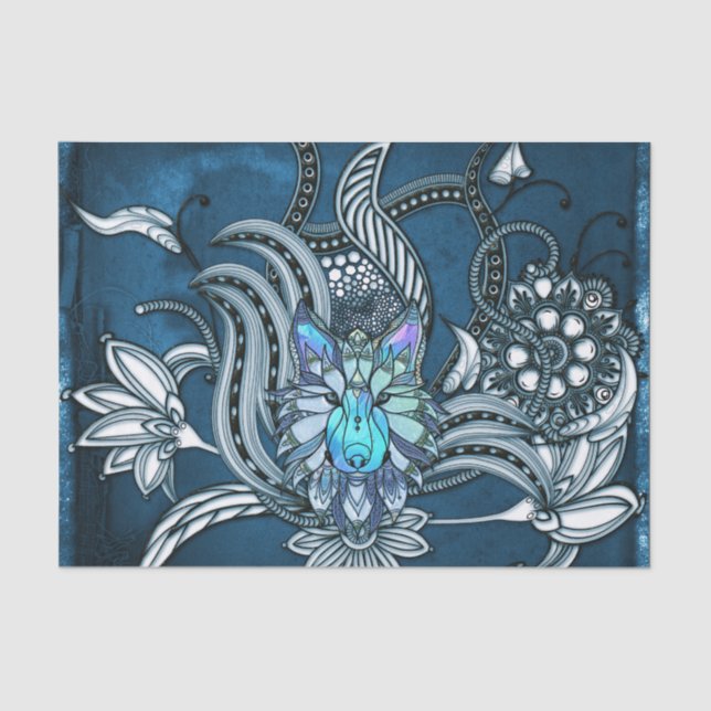 Papel De Seda Lobo alucinante, diseño de lino (Anverso)