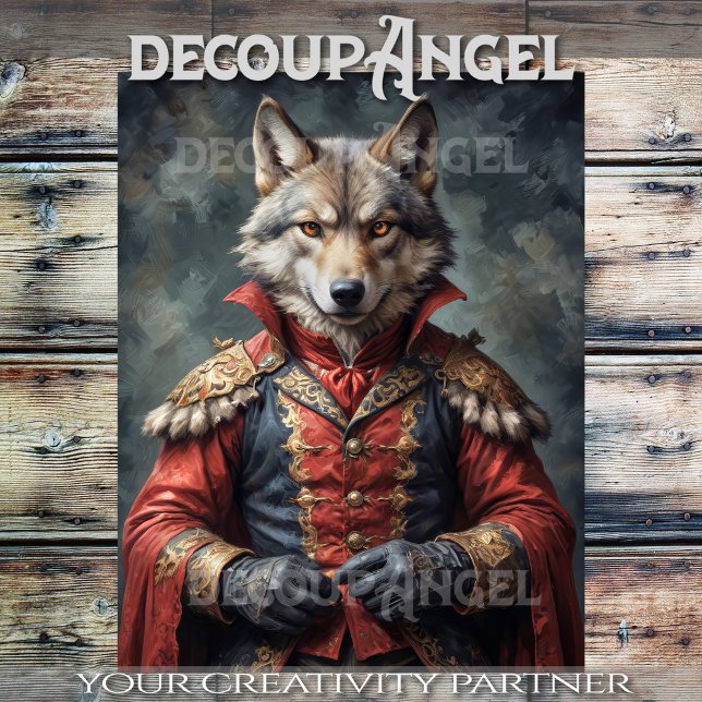 Papel De Seda Lobo aristocrático con un manto rojo -Desnudo- (Subido por el creador)