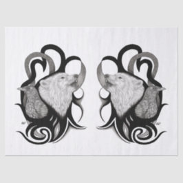 Papel De Seda Lobo blanco con arte tribal de Raven