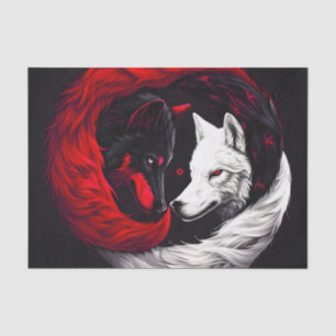 Papel De Seda Lobo blanco rojo de la luna