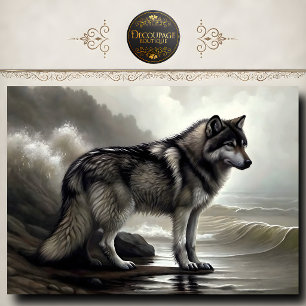 Papel De Seda Lobo Gris por Arte de Vida Silvestre de Olas del O