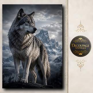 Papel De Seda Lobo majestuoso de montaña Decoupage