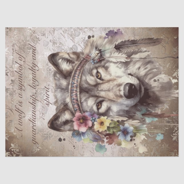 Papel De Seda Lobo nativo americano (Anverso)