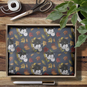 Papel De Seda Lobos Blanco Negro Luz de Luna Hojas de Otoño