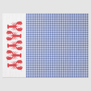Papel De Seda Lobos rojos Fiesta costero de Gingham blanco azul