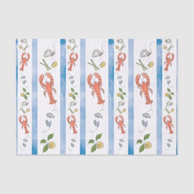 Papel De Seda Lobster Náutico Lemón Cítrico Acuarela (Anverso)