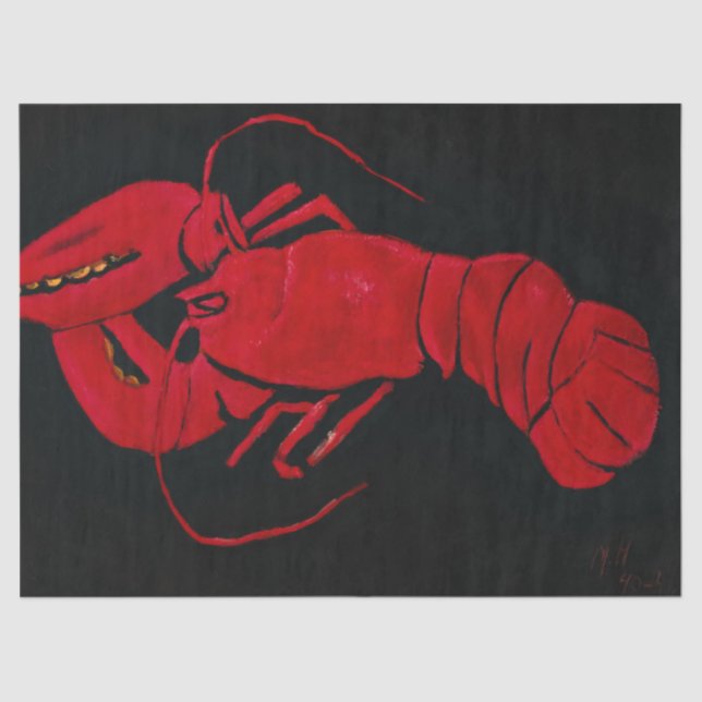 Papel De Seda Lobster sobre fondo negro por Marsden Hartley (Anverso)
