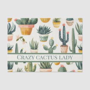 Papel De Seda "¡Loca cactus señora! texto sobre el diseño de un