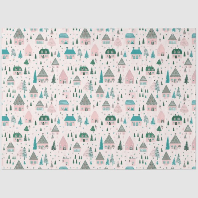 Papel De Seda Localidades Árboles Aves Navidades (Anverso)