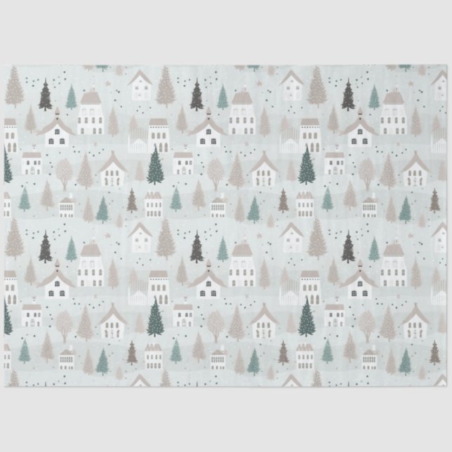 Papel De Seda Localidades Árboles Aves Navidades (Anverso)