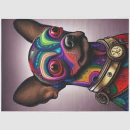 Papel De Seda Loco perro chihuahua Steampunk de colores brillant