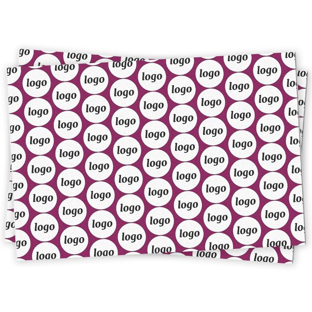 Papel De Seda Logo simple Patrón comercial Magenta rosa (Simple logo pattern business branding promotional tissue paper in dark magenta pink burgundy
)
