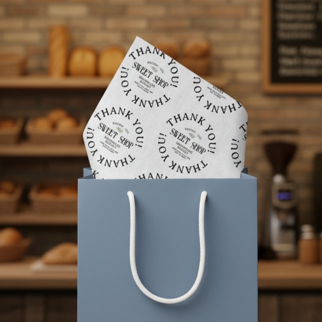 Papel De Seda Logotipo de arco de personalizado Pequeña Empresa  (Wrap up your customer's favorite purchase in this custom tissue paper! )