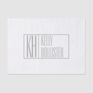 Papel De Seda Logotipo de iniciales y nombre gris moderno