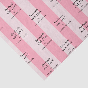 Papel De Seda Logotipo de rayas rosadas hecho a mano lindo