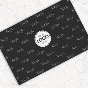 Papel De Seda Logotipo personalizado Gracias Patrón Negro