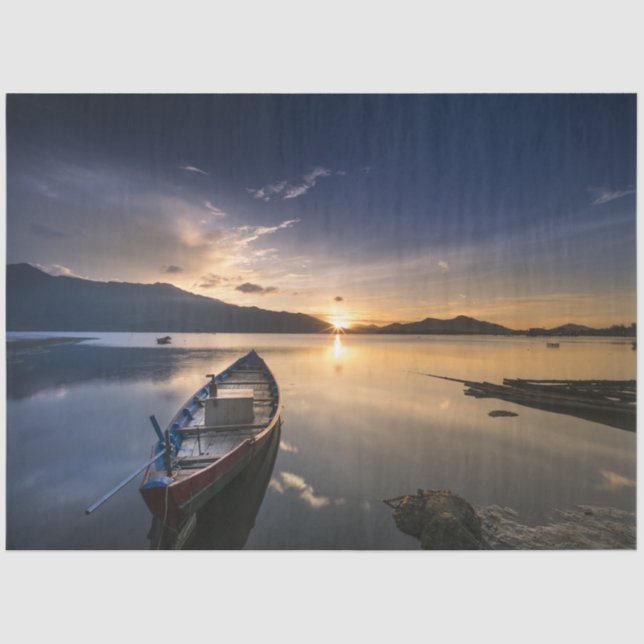 Papel De Seda Lonely Boat Ocean 20-x30 Decoupage (Anverso)