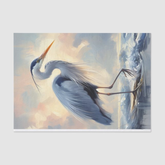 Papel De Seda Long Haired Heron Decoupage (Anverso)