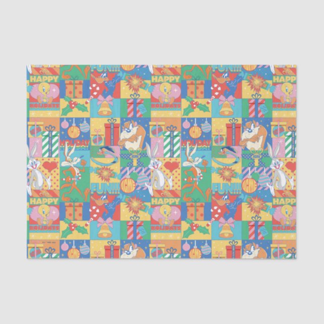 Papel De Seda LOONEY TUNES™ | Patrón de Navidades de vacaciones  (Anverso)