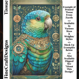 Papel De Seda Loro Azul Verde Exótico Steampunk DX7R Decoupage
