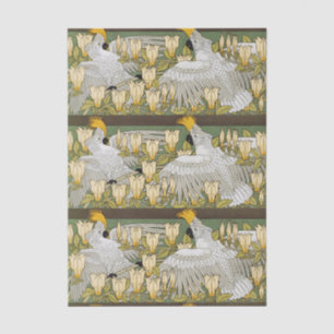 Papel De Seda Loro Cacatúa Verde Salvia Vintage Arte Magnolia