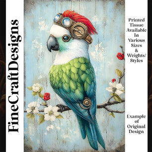 Papel De Seda Loro Pájaro Punk Caprichoso Colorido Decoupage J9L