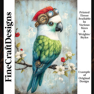 Papel De Seda Loro Pájaro Punk Caprichoso Colorido Decoupage J9R
