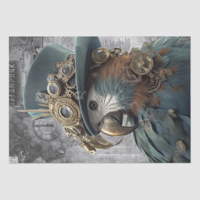 Papel De Seda Loro Steampunk (Anverso)